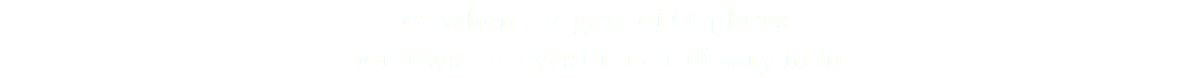 or when the gaze of Orpheus borrows the eyes of an ordinary man